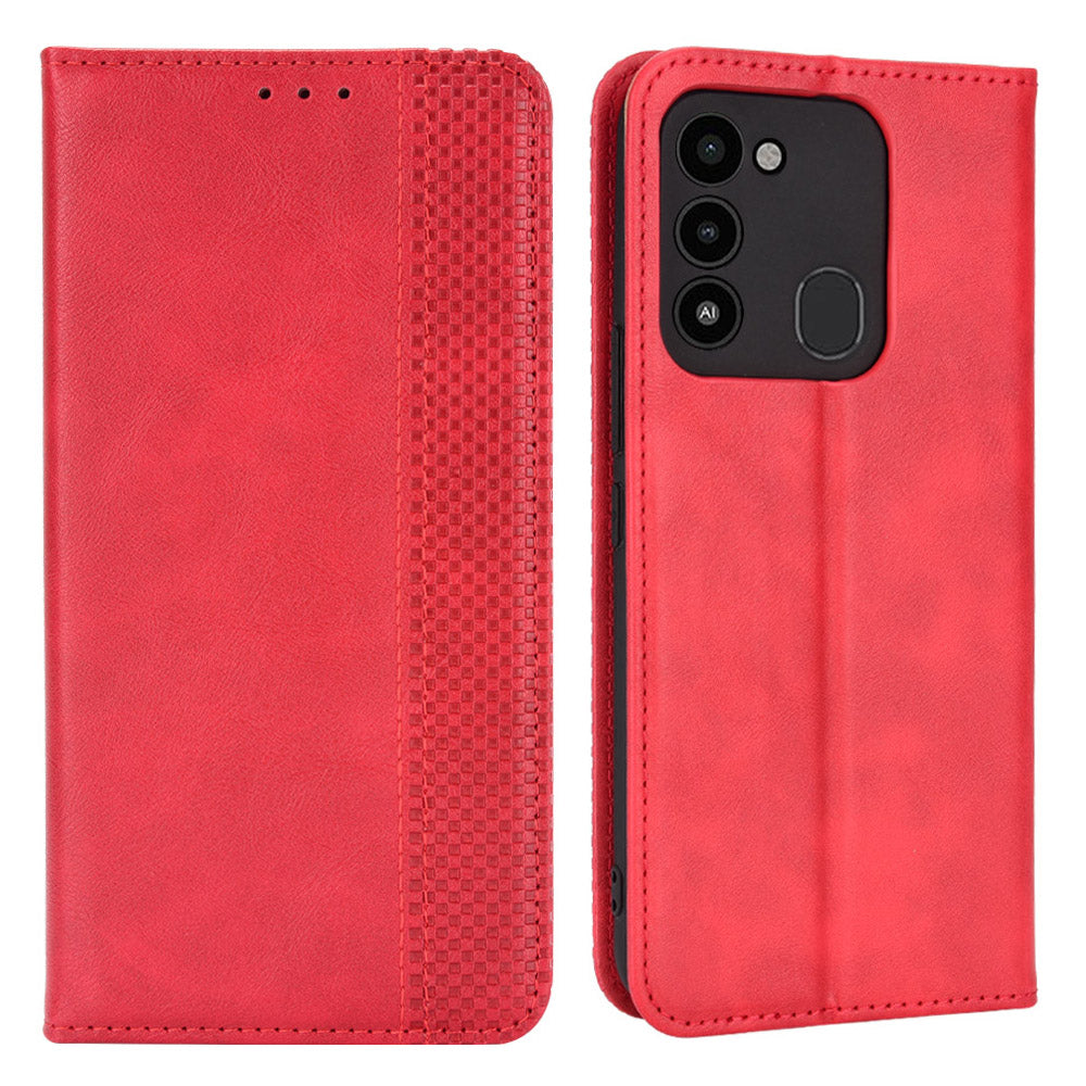 For Tecno Spark 8C 4G Spark Go 2022 KG5 Leather Stand Mobile Phone Case Retro Texture Wallet Phone Cover For Tecno Spark 8C 4G Spark Go 2022 KG5 Leather Stand Mobile Phone Case Retro Texture Wallet Phone Cover